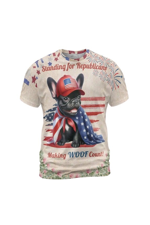 Republican French Bulldog Making Woof Count Election 2024 All Over Print 3D Shirt Unisex Merch Dog Lover Gifts - 01002