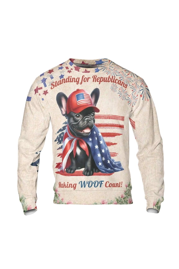 Republican French Bulldog Making Woof Count Election 2024 All Over Print 3D Sweatshirt Unisex Merch Dog Lover Gifts - 01002