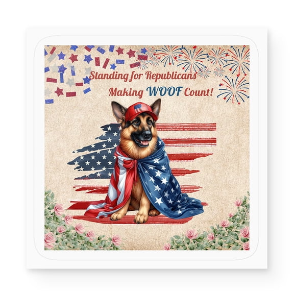 Republican German Shepherd Making Woof Count Election 2024 Vinyl Sticker Alsatian Dog Lover Gifts Waterproof Decal Art Decor - 01002