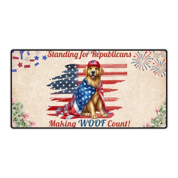 Republican Golden Retriever Making Woof Count Election 2024 Desk Mat Full Keyboard Mouse Pad Goldens Dog Lover Gifts Idea Large Mousepad - 01002