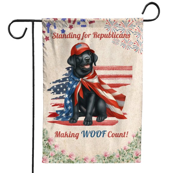 Republican Labrador Retriever Making Woof Count Election 2024 Garden Flag 12x18in Double Sided Lab Dog Lover Gifts Outdoor Decor - 01002
