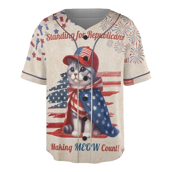 Republican Manx Making Meow Count Election 2024 All Over Print 3D Baseball Shirt Cat Lover Kitten Owner Gifts Softball Sport - 01002