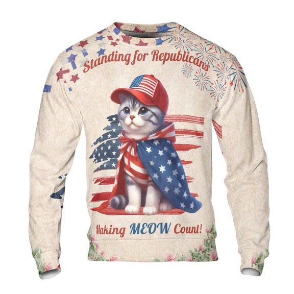 Republican Manx Making Meow Count Election 2024 All Over Print 3D Sweatshirt Unisex Merch Cat Lover Kitten Owner Gifts - 01002