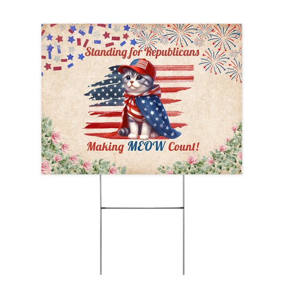 Republican Manx Making Meow Count Election 2024 Yard Sign Cat Lover Kitten Owner Gifts Outdoor Home Lawn Garden Porch Decor - 01002