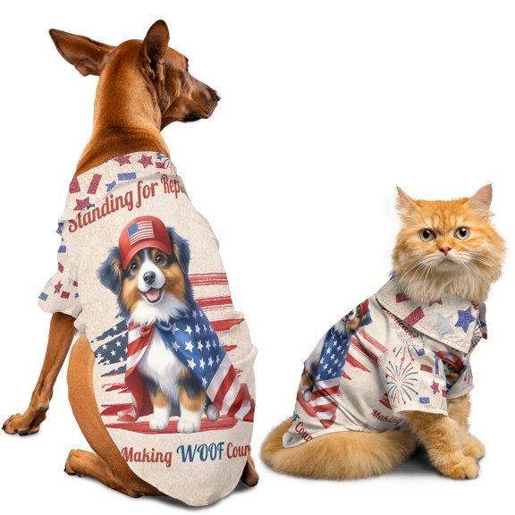 Republican Miniature American Shepherd Making Woof Count Election 2024 Hawaiian Summer Shirt for Small Medium Large Dog Cat MAS Dog Lover Gifts - 01002