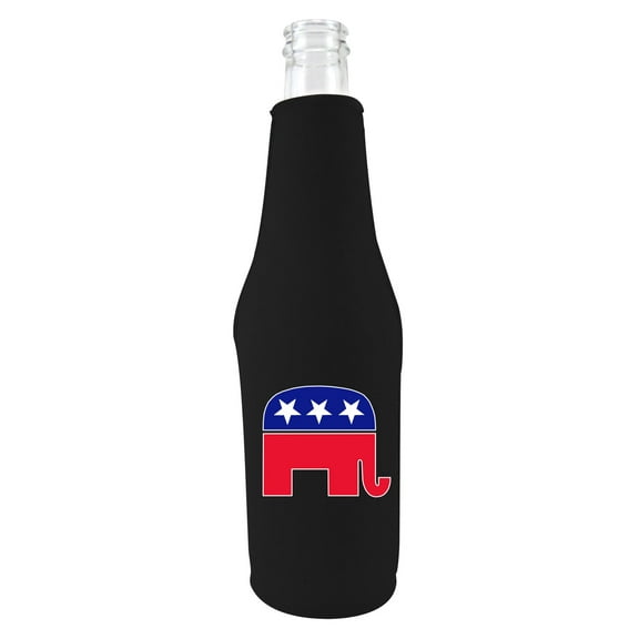 Republican Party Elephant Logo Beer Bottle Coolie. (Black)