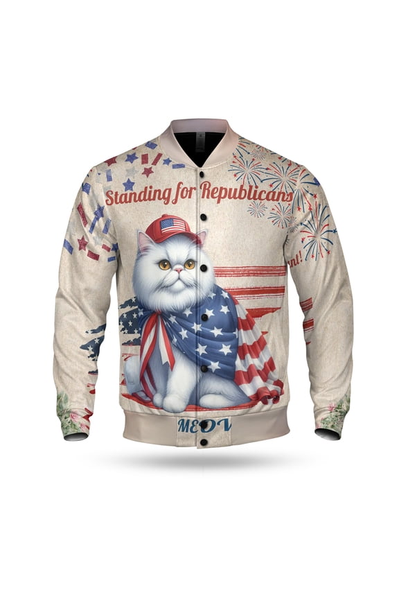 Republican Persian Making Meow Count Election 2024 All Over Print 3D Baseball Jacket Cat Lover Kitten Owner Gifts Bomber Jacket Softball - 01002