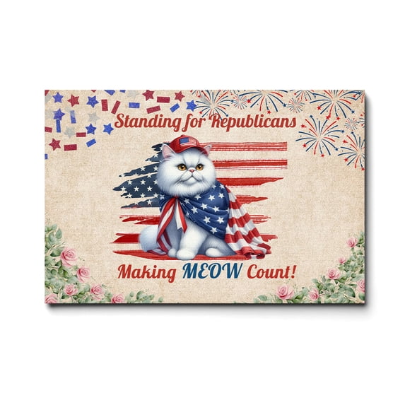 Republican Persian Making Meow Count Election 2024 Horizontal Matte Canvas Poster Cat Lover Kitten Owner Gifts Wall Art Home Decor - 01002