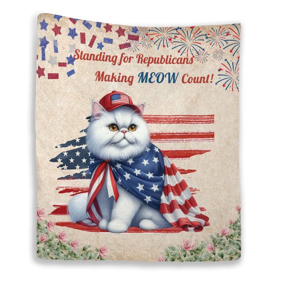 Republican Persian Making Meow Count Election 2024 Quilt Blanket Cat Lover Kitten Owner Gifts Cozy Comforter Throw Blanket - 01002