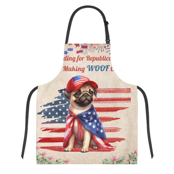 Republican Pug Making Woof Count Election 2024 Apron Dog Lover Gifts for Cooking Grilling Baking Painting Gardening - 01002