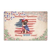Republican Pug Making Woof Count Election 2024 Horizontal Metal Aluminum Sign Dog Lover Gifts Wall Art Home Decor - 01002