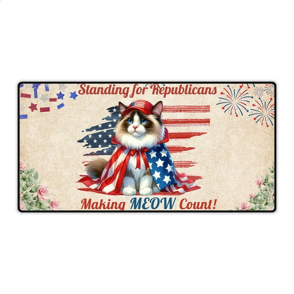 Republican Ragdoll Making Meow Count Election 2024 Desk Mat Full Keyboard Mouse Pad Cat Lover Kitten Owner Gifts Idea Large Mousepad - 01002