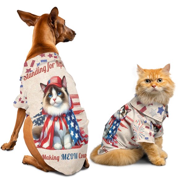 Republican Ragdoll Making Meow Count Election 2024 Hawaiian Summer Shirt for Small Medium Large Dog Cat Cat Lover Kitten Owner Gifts Idea - 01002