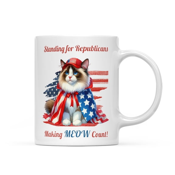 Republican Ragdoll Making Meow Count Election 2024 Mug Cat Lover Kitten Owner Gifts Idea Coffee Tea Cup - 01002