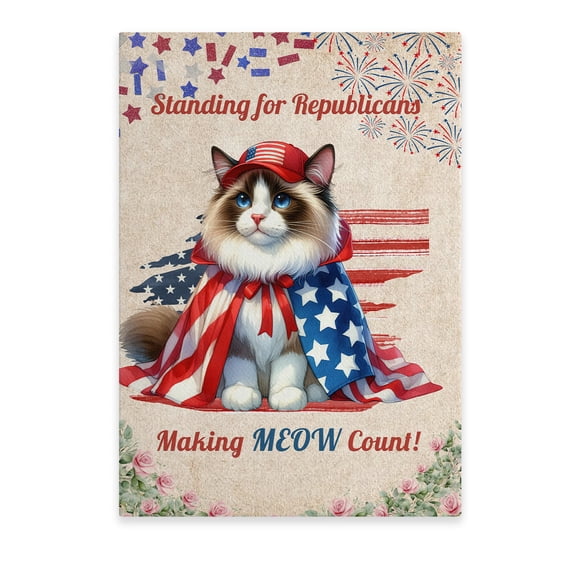 Republican Ragdoll Making Meow Count Election 2024 Vertical Matte Canvas Poster Cat Lover Kitten Owner Gifts Idea Wall Art Home Decor - 01002