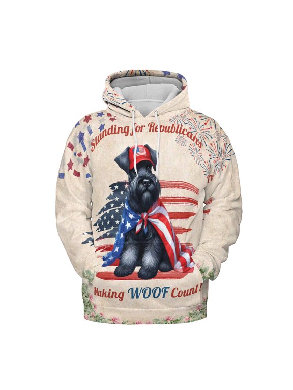 Republican Schnauzer Making Woof Count Election 2024 All Over Print 3D Hoodie Unisex Merch Hoodies Miniature Schnauzer Dog Lover - 01002