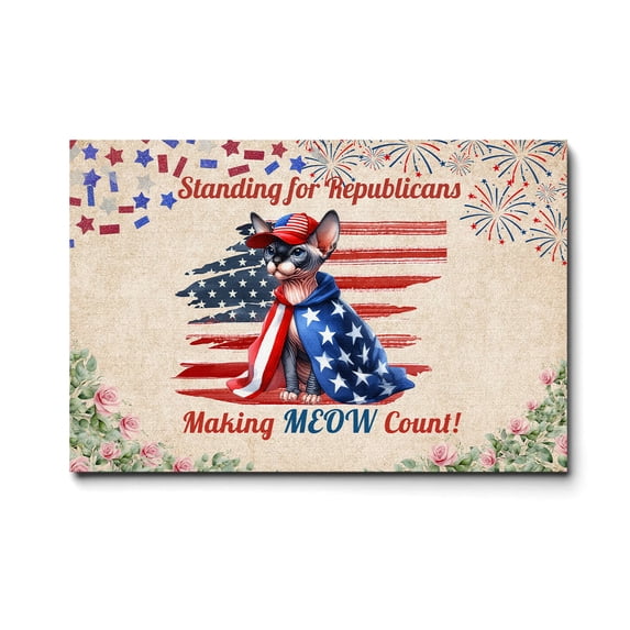 Republican Sphynx Making Meow Count Election 2024 Horizontal Matte Canvas Poster Cat Lover Kitten Owner Gifts Idea Wall Art Home Decor - 01002