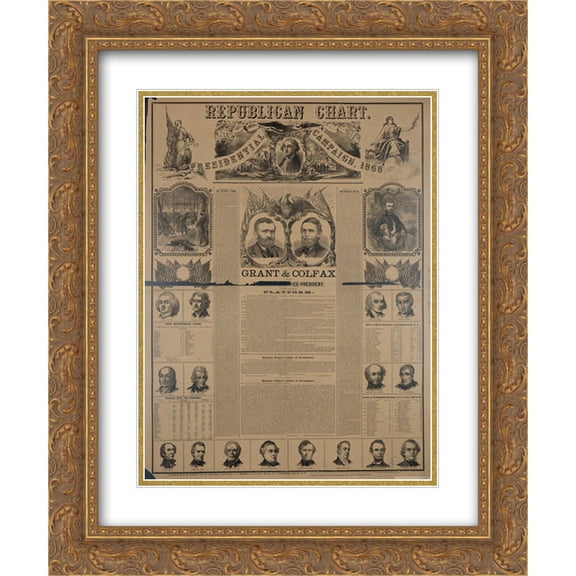 Republican chart for the presidential campaign, 1868 18x24 Double Matted Gold Ornate Framed Art Print
