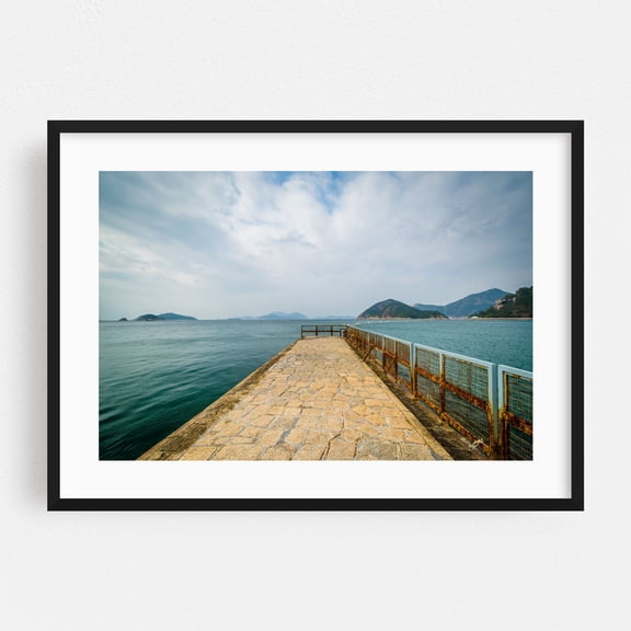 Repulse Bay Pier - Hong Kong Photography Coastal Ocean Landscape Beach Boardwalk Scenic Nature Black Framed Wall Art Print 5 x 7 inches