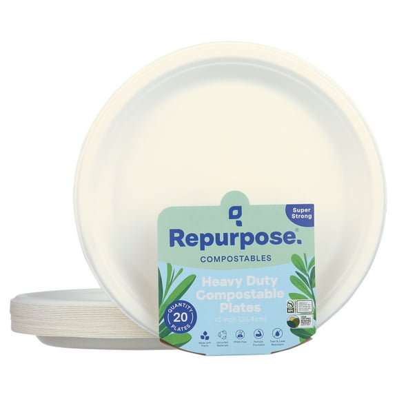 Repurpose 10in 20ct Plates, Compostable Dinner