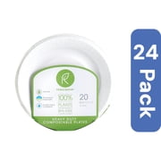 Repurpose Compostable Bagasse Plates 20 Count Pack of 24