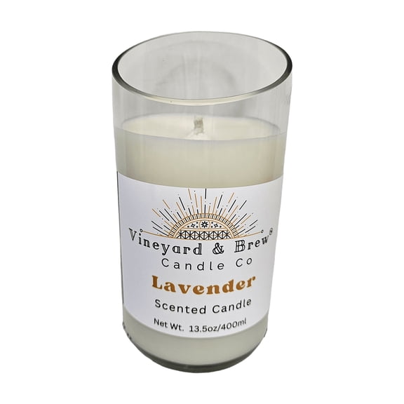 Repurposed Chardonnay Wine Bottle Candle Lavender 13.5oz Vineyard & Brew