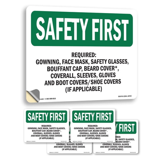 Required OSHA SAFETY FIRST Vinyl Decal Label 10 Inch x 7 Inch - 5 Pack ...
