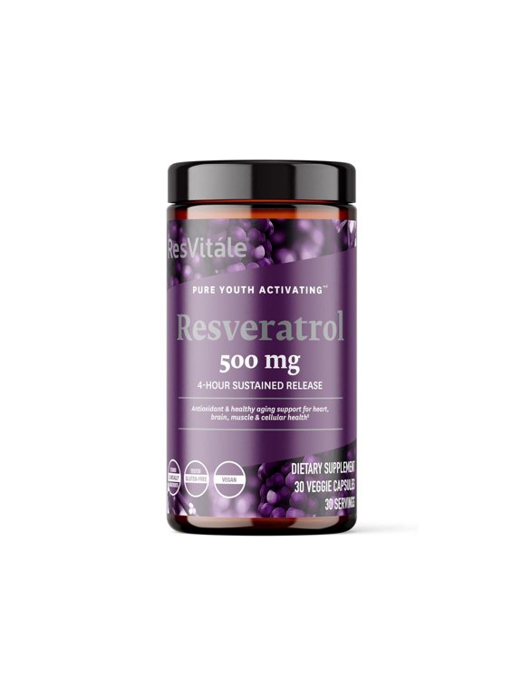 ResVitle Resveratrol 500 mg - Resveratrol Supplement for Men and Women - 30 Veggie Capsules