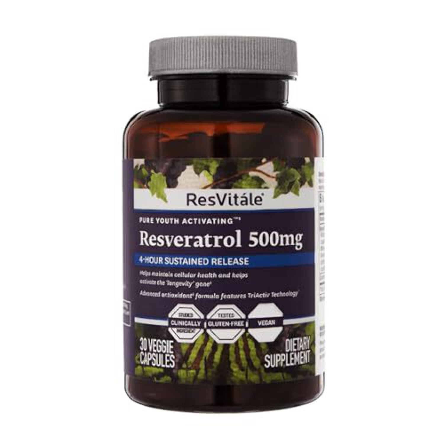 ResVitále Resveratrol 500 mg - Heart Health Support Pill - Antioxidant ...