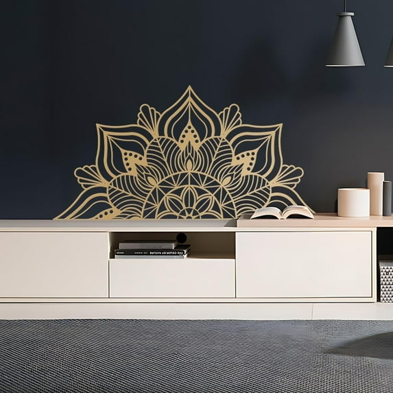 ESTART Large Metal Mandala Wall Art, Unique Lotus Flower Wall Decor, Suitable for Office and Home Indoor Outdoor Decoration (Gold)