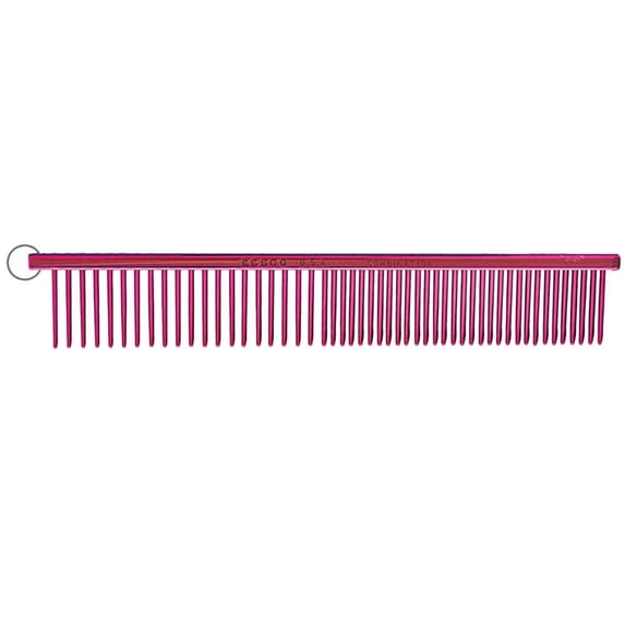 Resco Greyhound-Style Combination Grooming Comb, 1-in Pins, Raspberry Red