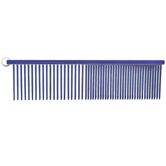 Resco Professional Dog Grooming Comb for Dogs, USA Made Metal Greyhound-Style Show Comb, Smooth Glide Pins for Groomers & Handlers, Winner's Circle Purple