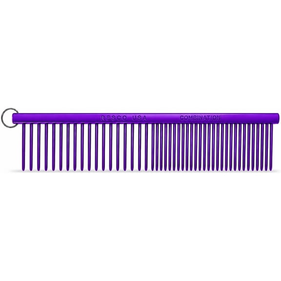 Resco Professional Dog Grooming Comb for Dogs, USA Made Metal Greyhound-Style Show Comb, Smooth Glide Pins for Groomers & Handlers, Electric Blue