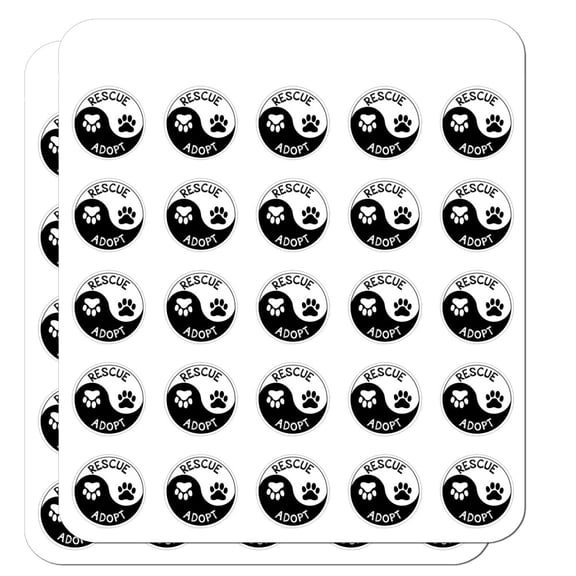 Rescue Adopt Yin Yang Paw Prints Dogs Cats Planner Calendar Scrapbooking Crafting Stickers