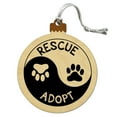 thumbnail image 1 of Rescue Adopt Yin Yang Paw Prints Dogs Cats Wood Christmas Tree Holiday Ornament, 1 of 6