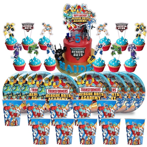 Rescue Bots Birthday Cups Party Supplies Plates Cups Decorations Cake Topper Decor