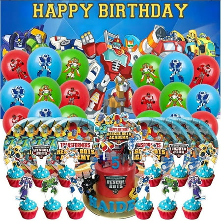 Rescue Bots Birthday Party Supplies Balloons Paper Plates Decoration Cake Topper Decor Tableware Banner Backdrop