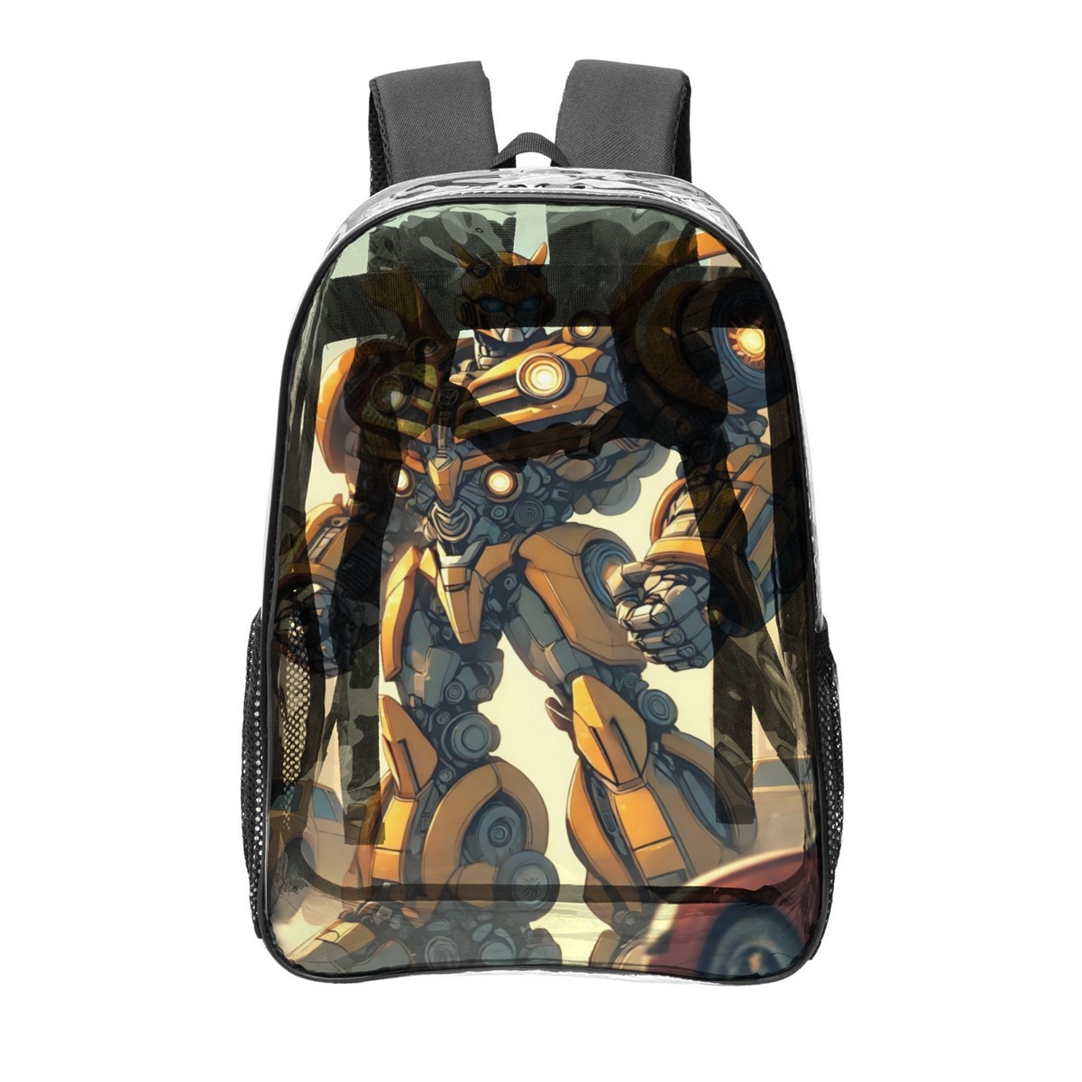 Resque Bot Transparent Rescue Bots Pattern Transparent Backpack Lightweight And fashionable ...
