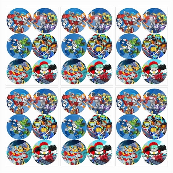Rescue Bots Stickers Labels Birthday Party Favors Thank You Themed Round Circle Baby Shower 60pcs