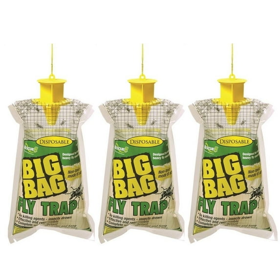 Rescue! Big Bag Fly Trap - Disposable Non-Toxic Outdoor Trap - 3 Pack