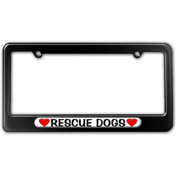 Rescue Dogs Love with Hearts License Plate Frame