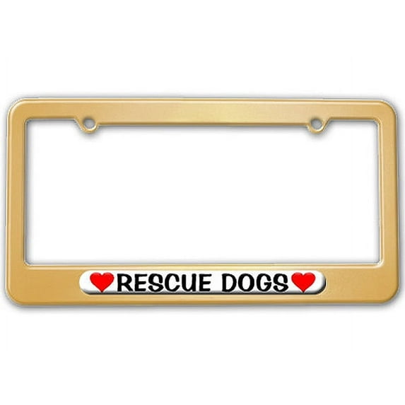 Rescue Dogs Love with Hearts License Plate Frame