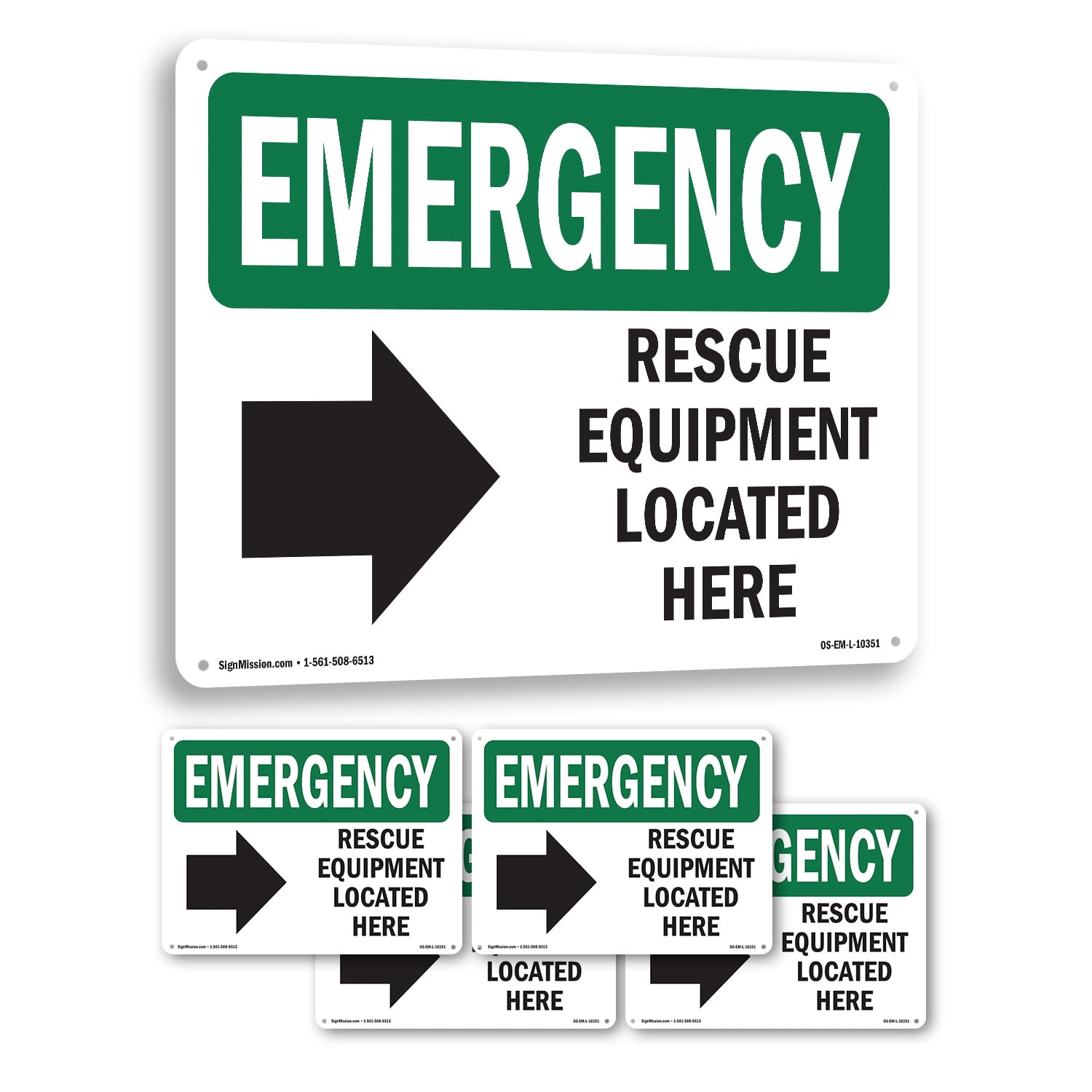 Rescue Equipment Located Here OSHA Emergency Rigid Plastic Sign 24 Inch ...