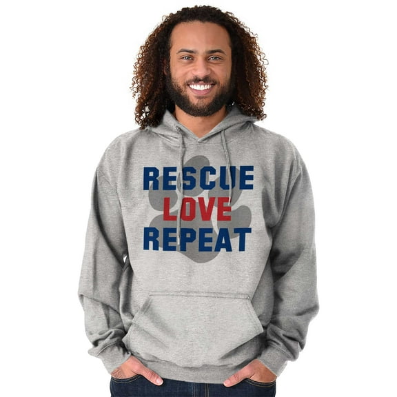 Rescue Love Repeat Pet Adoption Dog Hoodie Sweatshirt Women Men Brisco Brands L