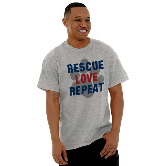 Rescue Love Repeat Pet Adoption Dog Men's Graphic T Shirt Tees Brisco Brands S
