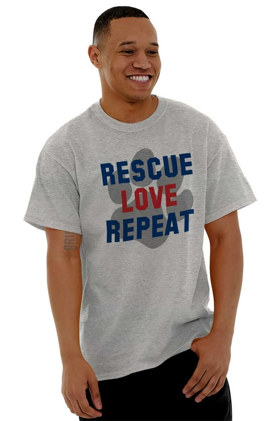 Rescue Love Repeat Pet Adoption Dog Plus Size Crewneck Graphic Tee Shirt Brisco Brands 3X