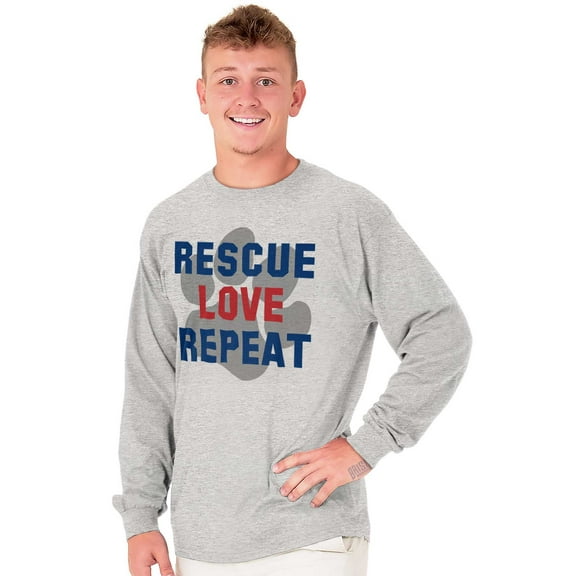 Rescue Love Repeat Pet Adoption Dog Plus Size Long Sleeve Graphic Tee Shirt Brisco Brands 3X