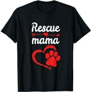 Rescue Mama Heart Shaped Dog Paw Pet Adoption Gift Apparel T-Shirt