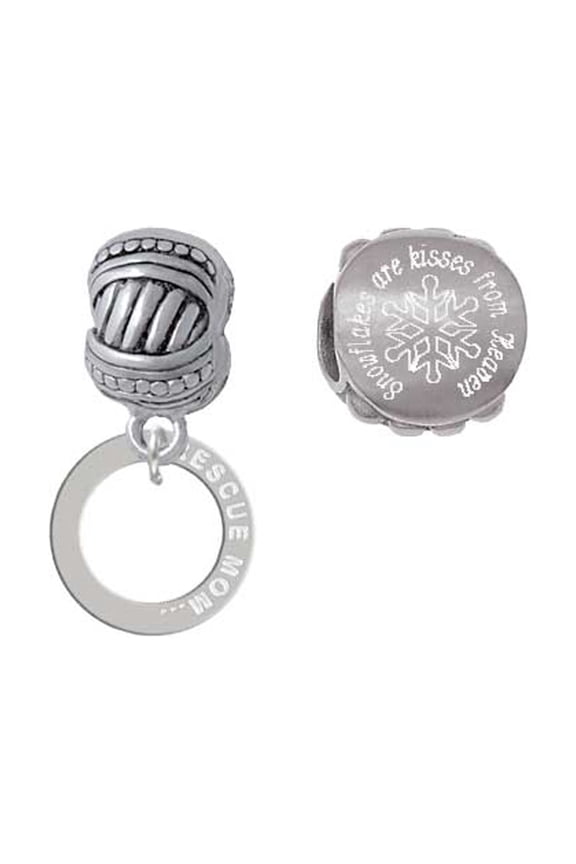 Rescue Mom Infinity Ring Snowflakes are Kisses from Heaven Charm Beads (Set of 2)