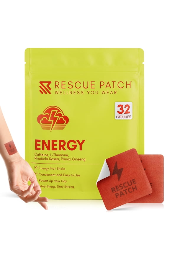 Energy Patch  Wearable Caffeine Patch for Adults, Daily Wellness Patch for Work, Travel & On-the-Go Routines, 32 Count